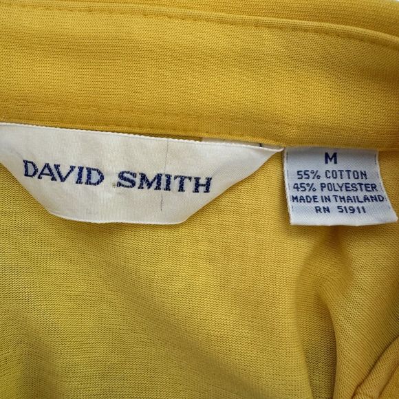 Vintage David Smith Sunshine Yellow Sun Ray Stitching Polo Top Medium - Picture 16 of 16